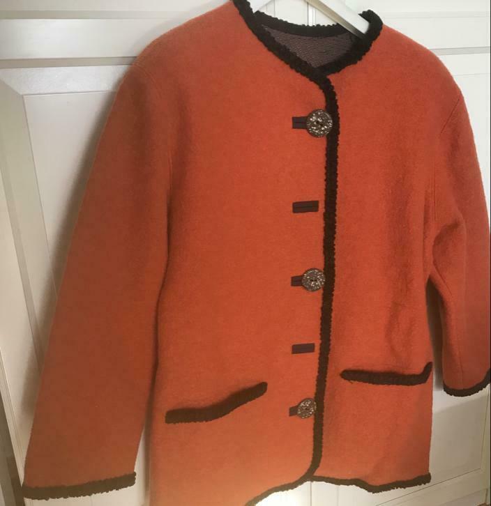 Superbe veste en laine 100%, orange, envoi gratuit, 44-46, Comme neuf