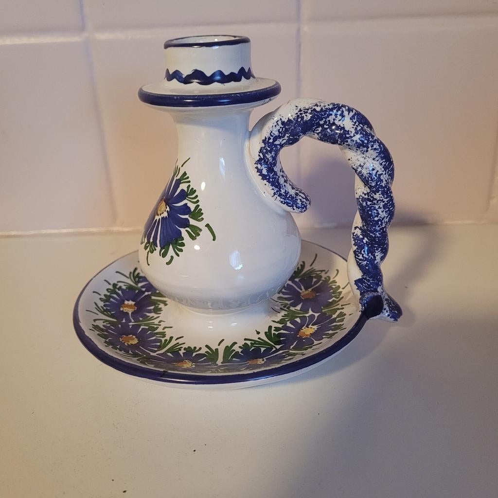 vintage Italiaanse  keramische kandelaar , gesigneerd LPardi, Antiek en Kunst, Ophalen