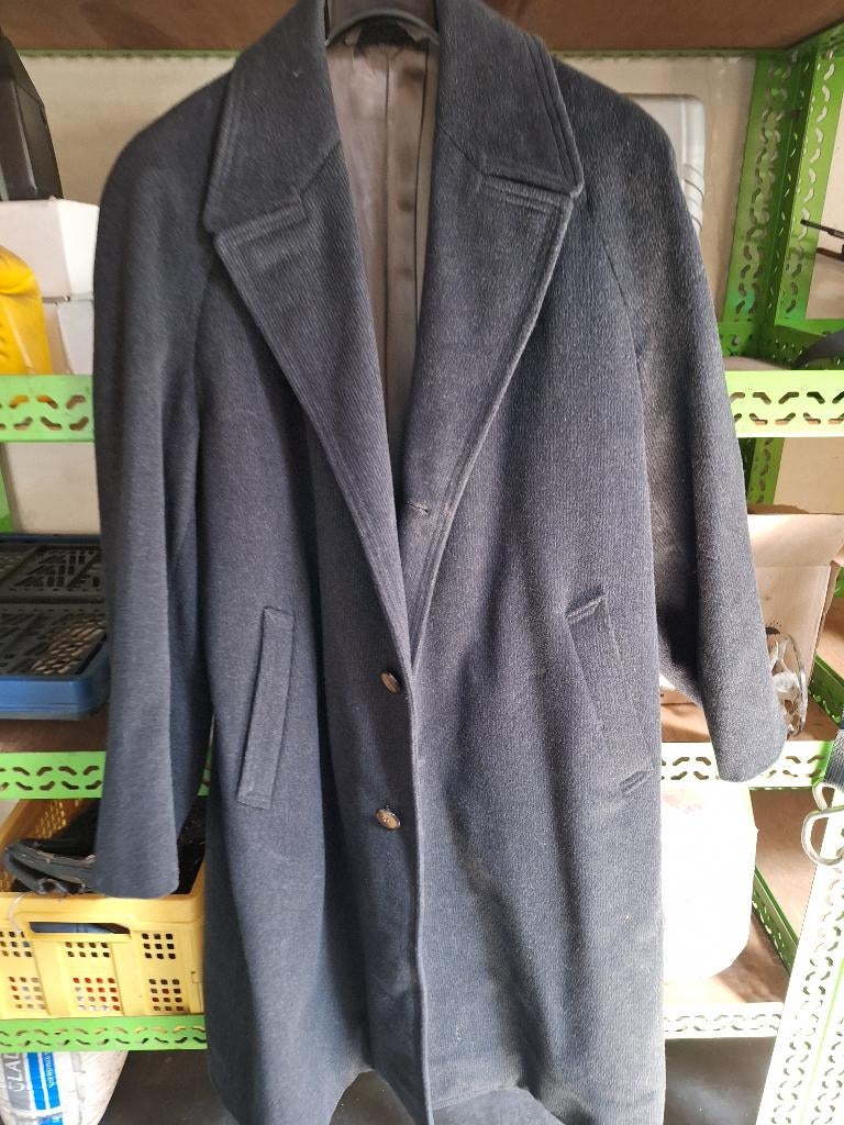 Lange donker grijze mannen mantel, Enlèvement, Comme neuf, Taille 48/50 (M), Gris