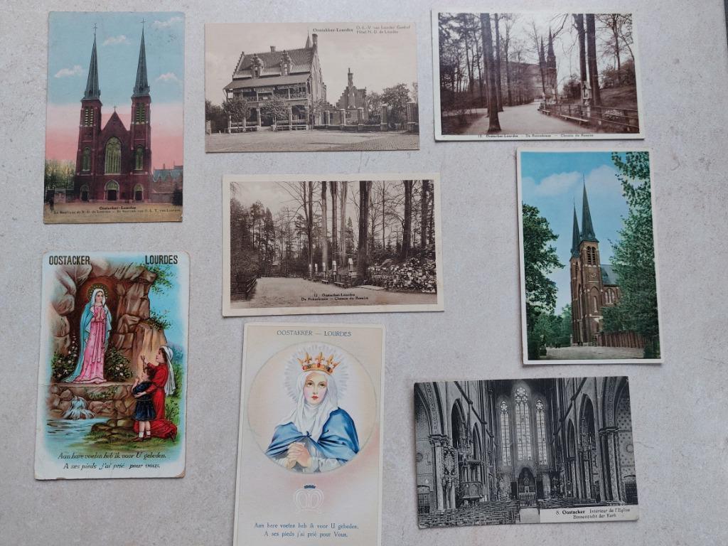 lot van 8 oude postkaarten van Oostakker, Verzenden