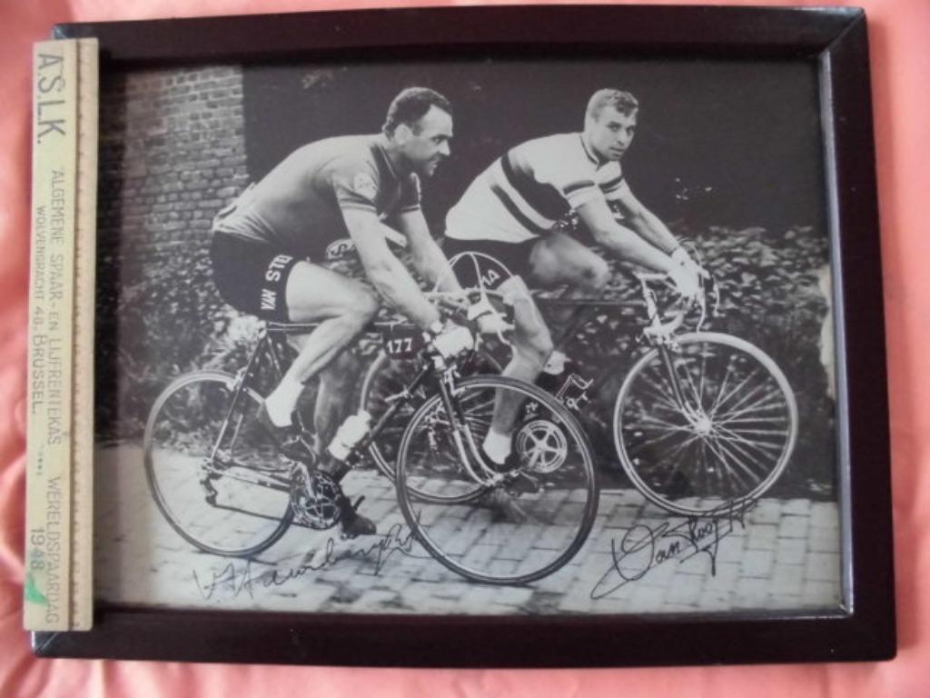 Photo originale de Van Looy et Van Steenbergen à vélo 1960/1, Enlèvement ou Envoi, Utilisé, Autres types