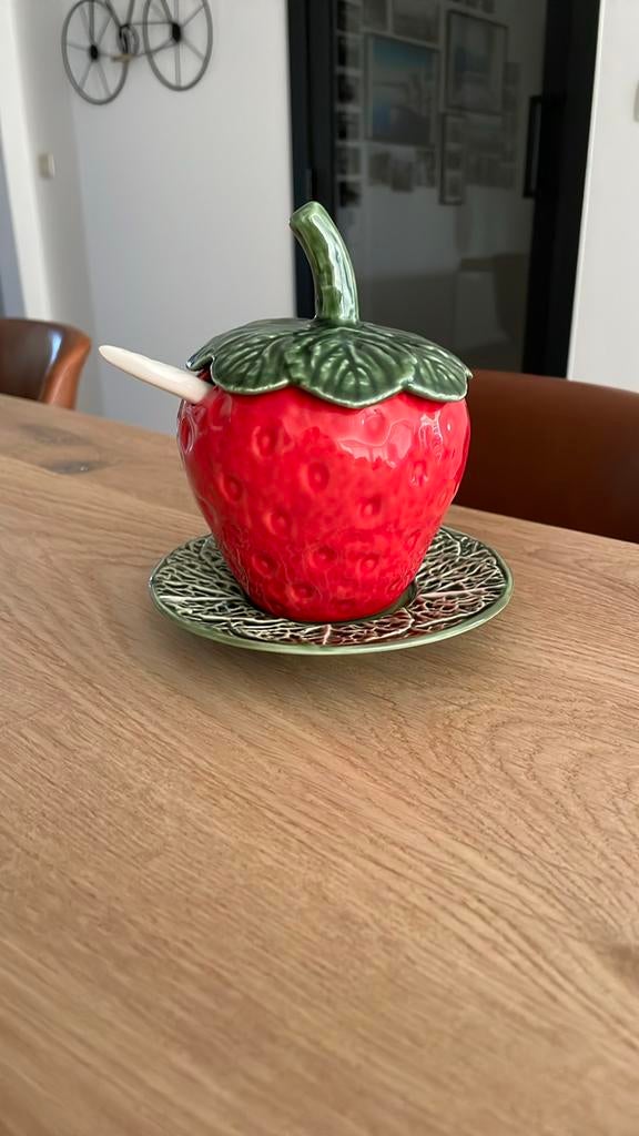 Voorraadpot met lepel in porselein voor suiker, zout, …, Ophalen, Zo goed als nieuw, Porselein