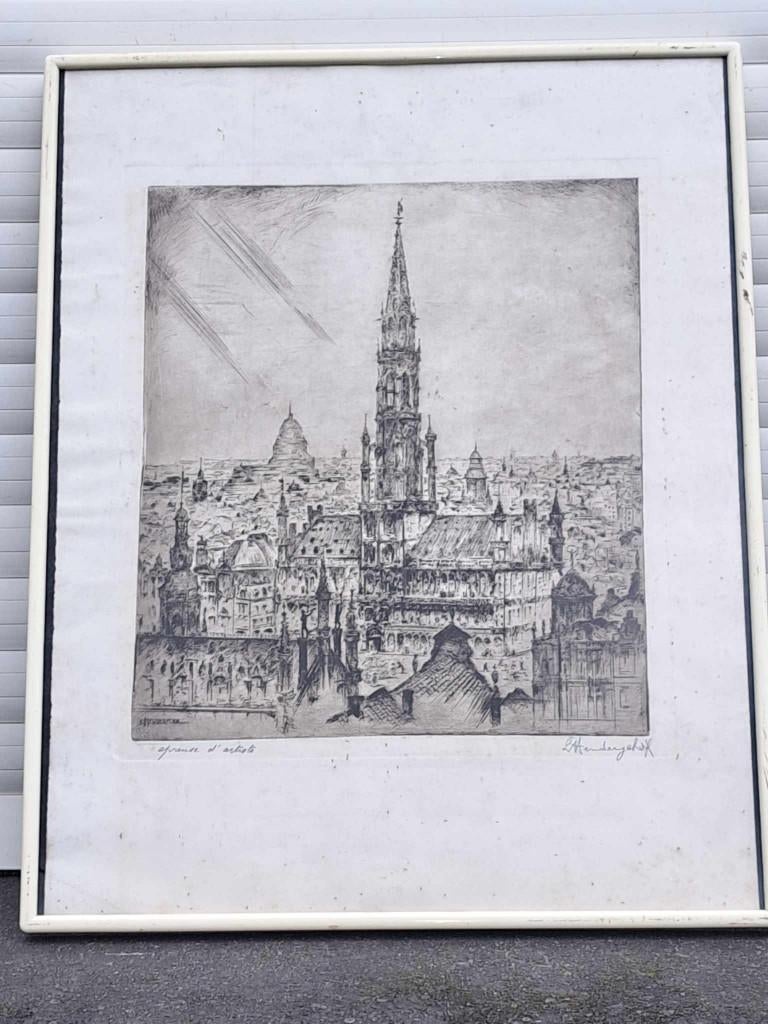 eau forte epreuve d artiste bruxelles de Henderyckx Leopold, Antiek en Kunst, Ophalen of Verzenden