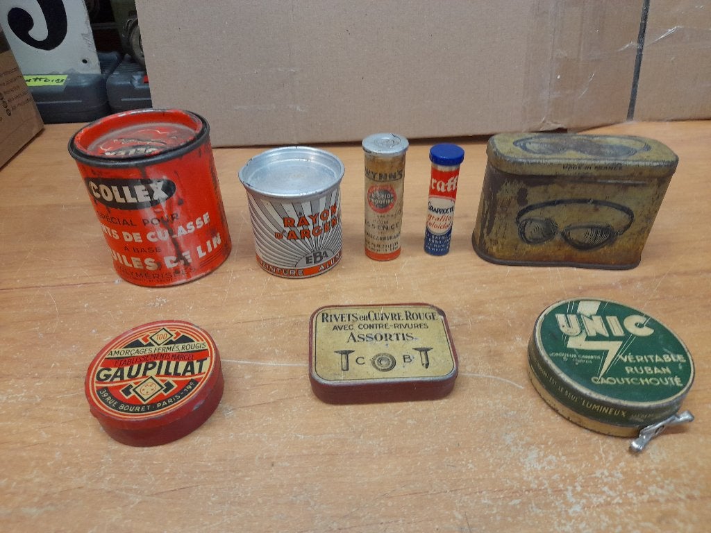 Lot verschillende dozen, potten, lege buizen, Verzamelen, Blikken, Verzenden