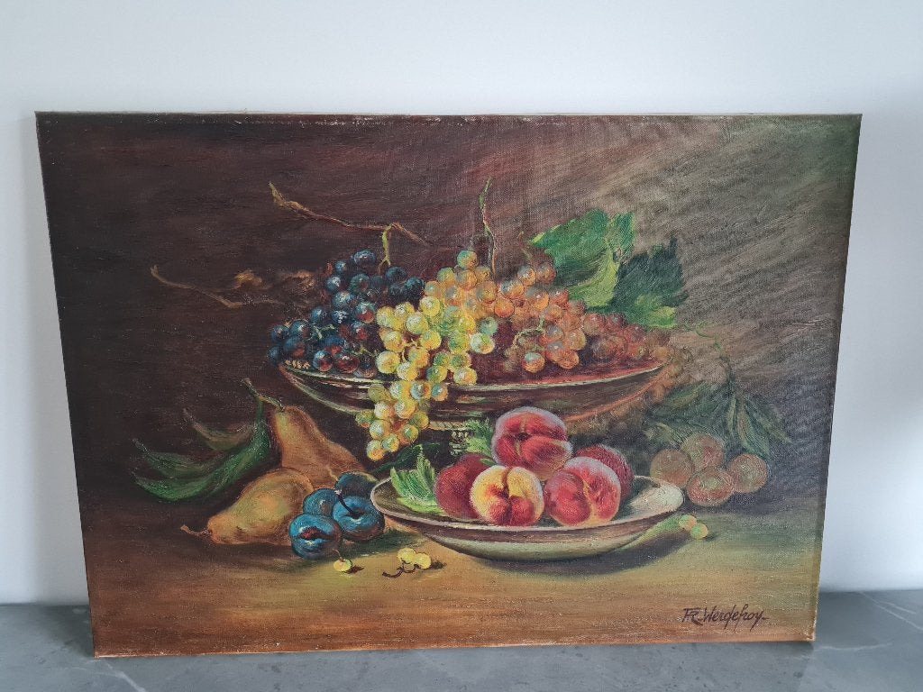 zeer mooi schilderij op doek - stilleven, Ophalen of Verzenden, Stilleven, Doek
