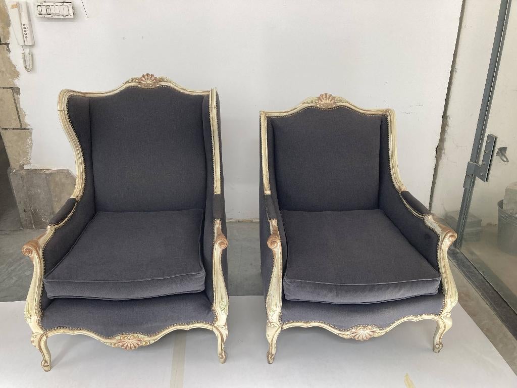 2 fauteuils classiques de luxe — haute qualité —, 75 à 100 cm, 2 Luxe klassieke fauteuils, Comme neuf, Enlèvement