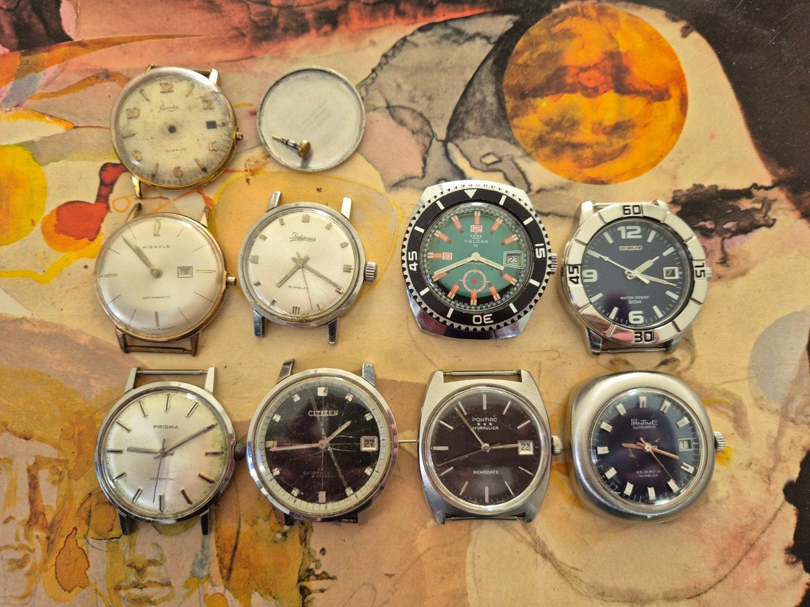 Lot de montres vintage Velona, Pontiac, collection Seiko, Montre-bracelet, Seiko, Acier, Utilisé