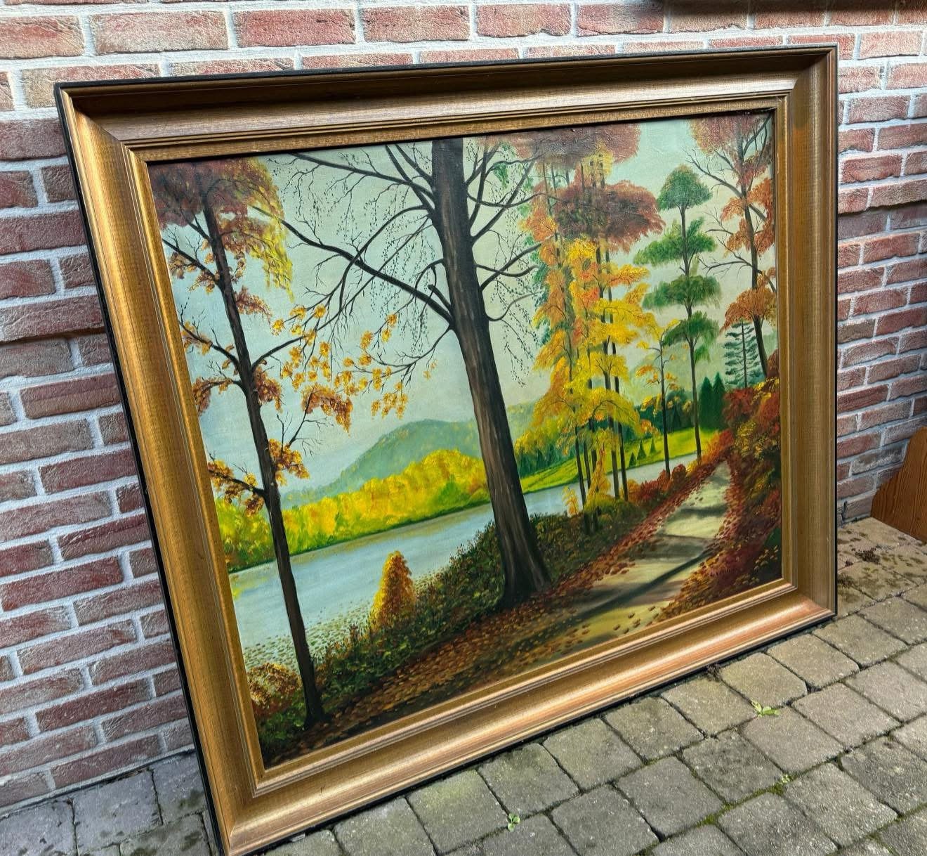 Grand tableau  xxl vintage signé, Antiquités & Art, Art | Peinture | Classique, Enlèvement ou Envoi, Paysage, Signé, Toile
