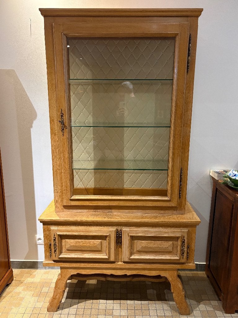 Prachtige massief eiken vitrinekast / buffetkast met glazen, Huis en Inrichting, Ophalen, Weet ik niet, Zo goed als nieuw, Weet ik niet