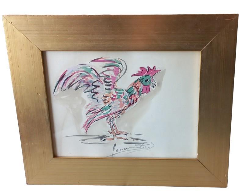 aquarel "vogel" Levantis. tekening en aquarel., Antiek en Kunst, Ophalen of Verzenden