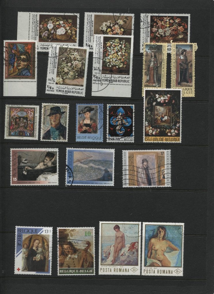 Lot 55 gestempelde zegels kunst allerlei landen, Verzenden, Gestempeld