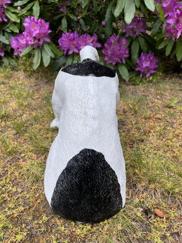 Jack Russel hond wit/zwart tuin, gazon, boerderij 30cm, Ophalen of Verzenden, Nieuw, Kunststof, Dierenbeeld