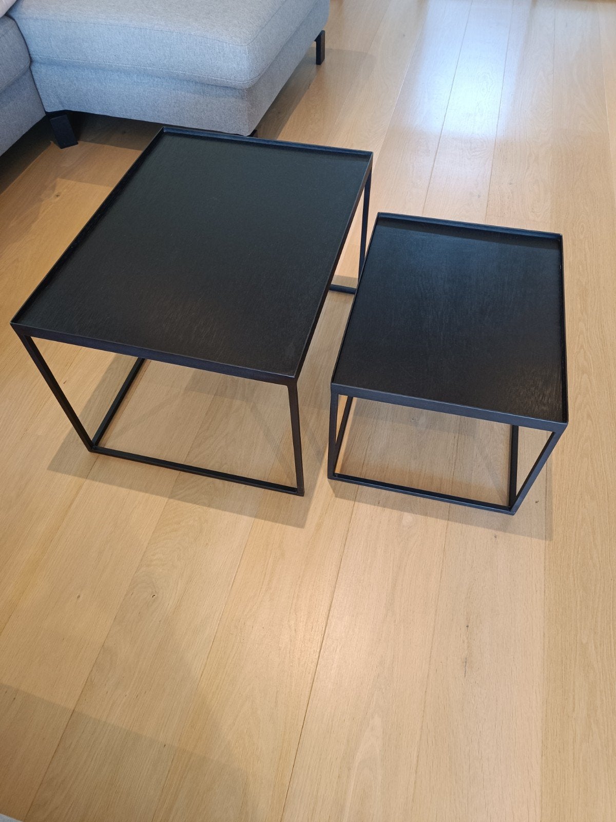 Set 2 salon tafels zwart staal & hout Charell Home, Huis en Inrichting, Ophalen