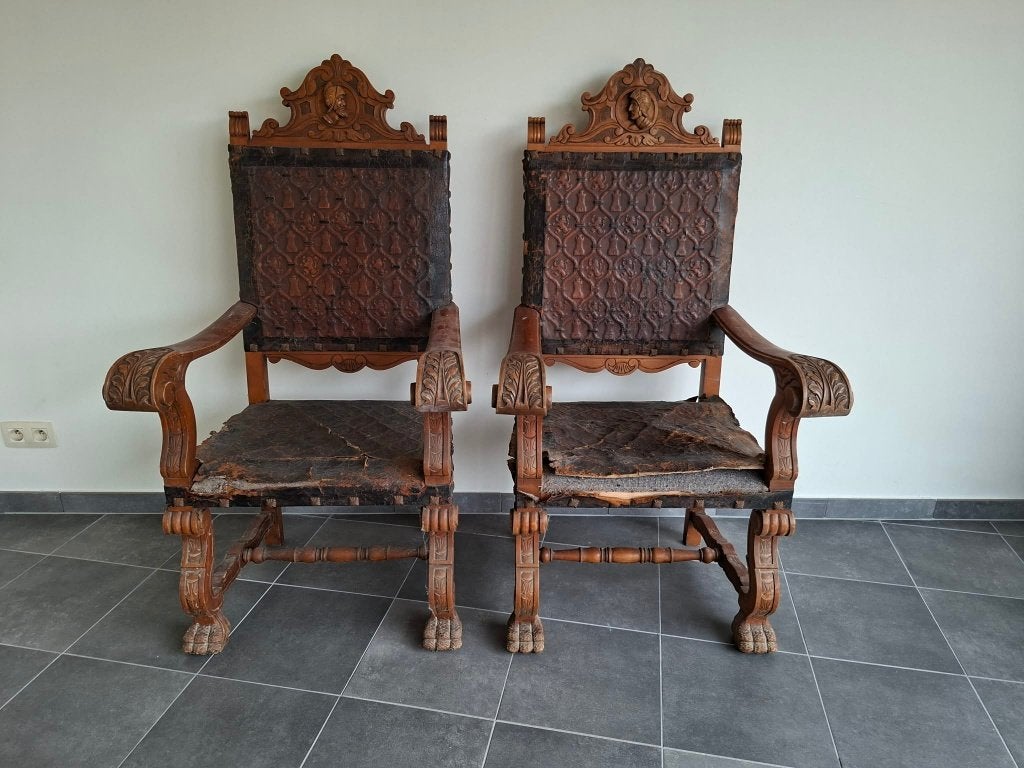 2 antieke troonstoelen, Antiquités & Art, Enlèvement