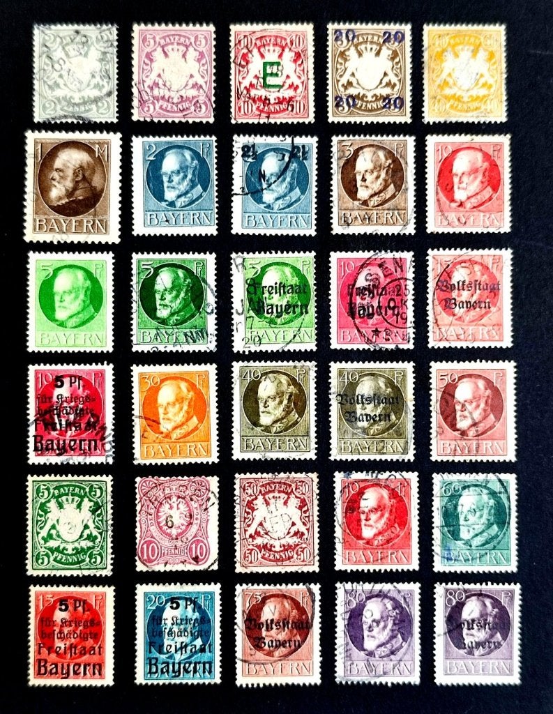 30X Bayern ca.1880-1920, Postzegels en Munten, Ophalen of Verzenden, Overige periodes, Gestempeld
