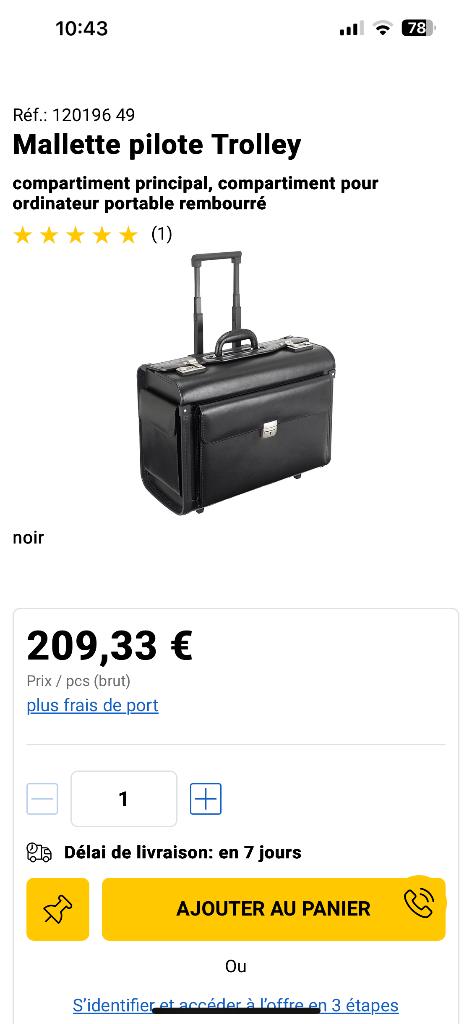 Valise pilote neuve, Enlèvement, Neuf, Cuir, Clé