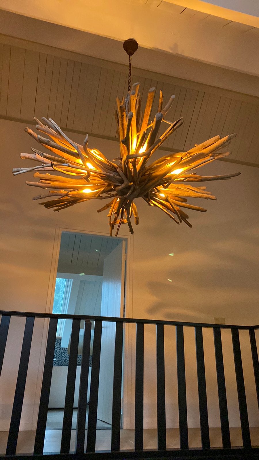 Belle lampe naturelle composée de branches 82x135cm 6 lampes, Enlèvement, Comme neuf, Bois, Natuurlijk