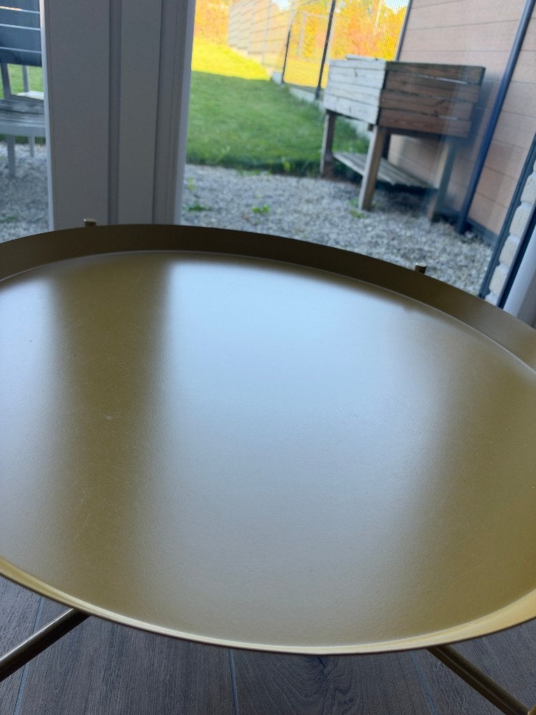 IKEA JORID ronde salontafel 73 cm – oker / goudgeel, Ophalen, Gebruikt, 50 tot 100 cm, Rond
