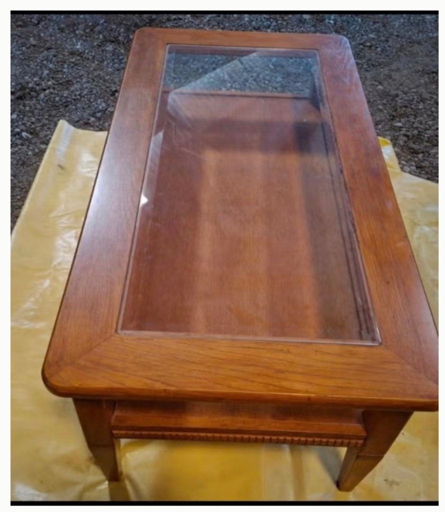 Table de salon en bois massif, Enlèvement, Verre