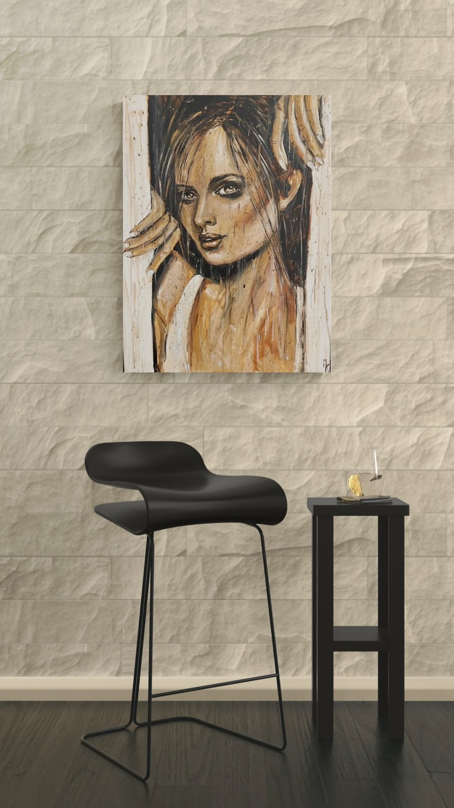 Peinture originale assez grande Mk Art, Antiquités & Art, Art | Peinture | Moderne, Peinture acrylique, Autres matériaux, Signé