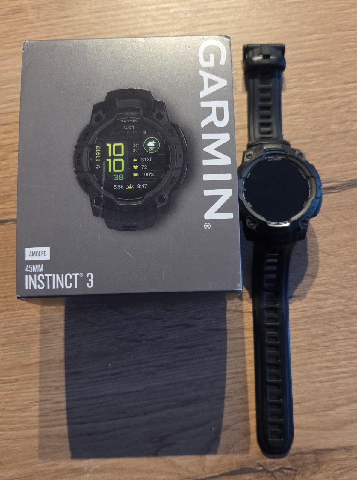 garmin instinct 3 Amoled 45 mm, Handtassen en Accessoires, Ophalen, Zo goed als nieuw, Garmin instinct 3