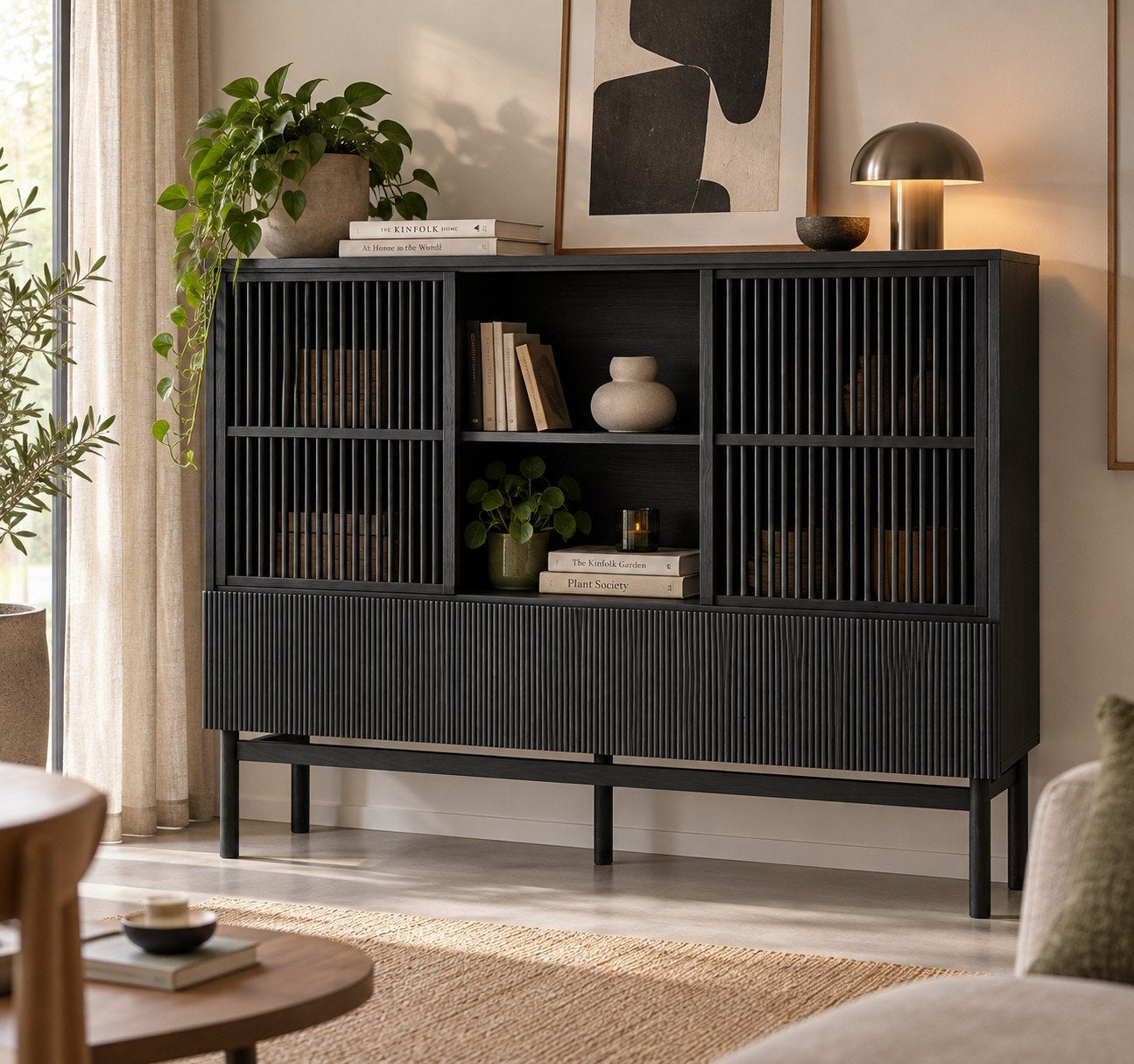 La Redoute Bilbao designkast zwart | nieuwprijs €1.549, Huis en Inrichting, Ophalen, 100 tot 150 cm, 150 tot 200 cm, Eikenhout