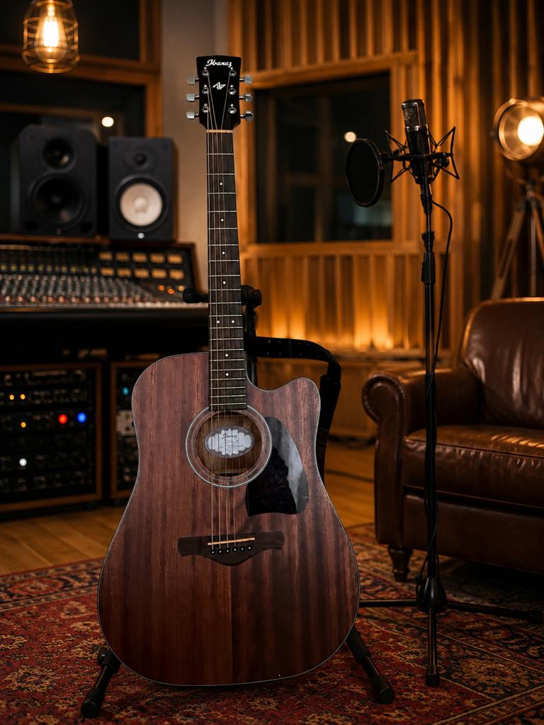 Guitare acoustique Ibanez AW54CE + housse + support, Enlèvement, Comme neuf