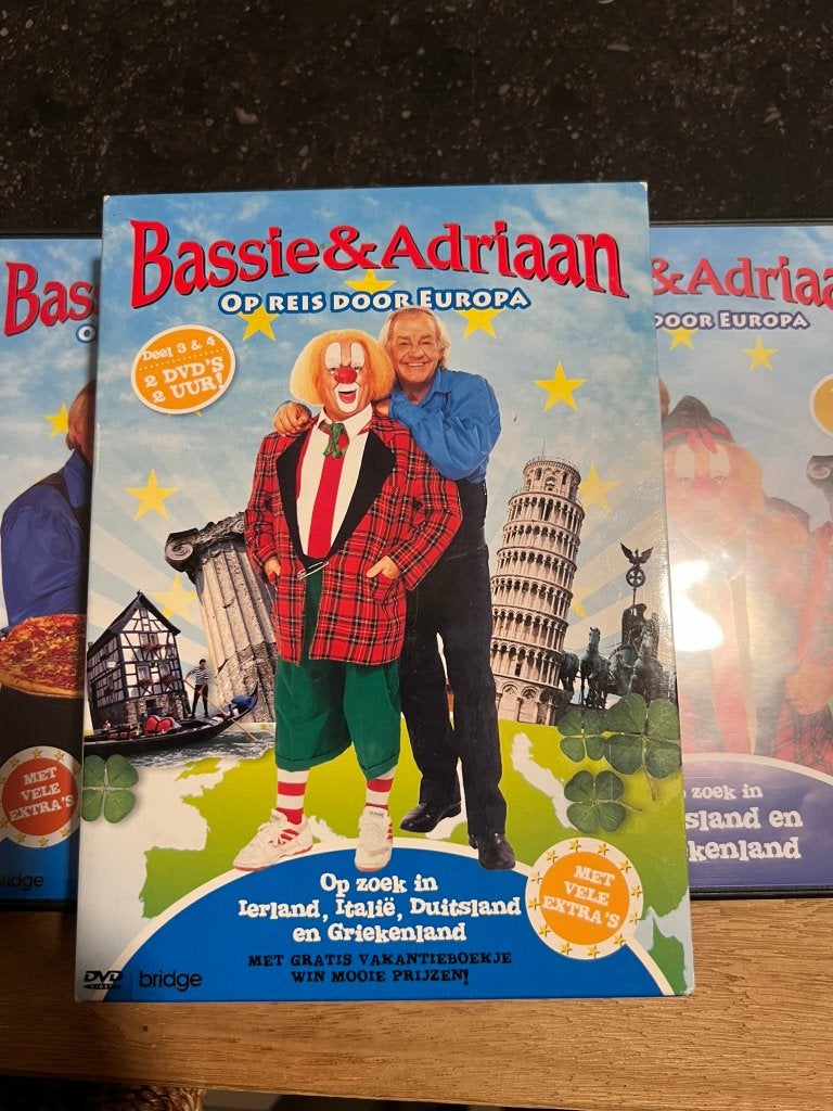 Bassie & Adriaan op reis door Europa Deel 3 & 4, Série télévisée, Enlèvement ou Envoi, Tous les âges, Comme neuf