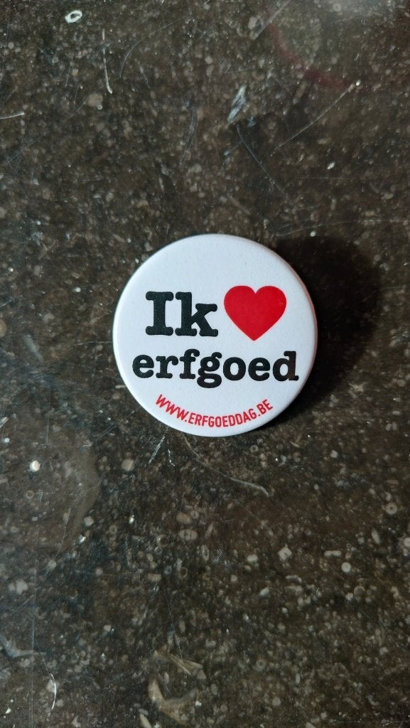 Button I love erfgoed, Collections, Enlèvement ou Envoi, Neuf, Autres sujets/thèmes, Bouton