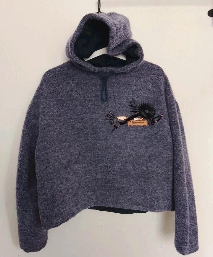 Kenzo cropped wollen hoodie maat S — Vintage Archive Piece, Ophalen, Kenzo, Paars, Zo goed als nieuw
