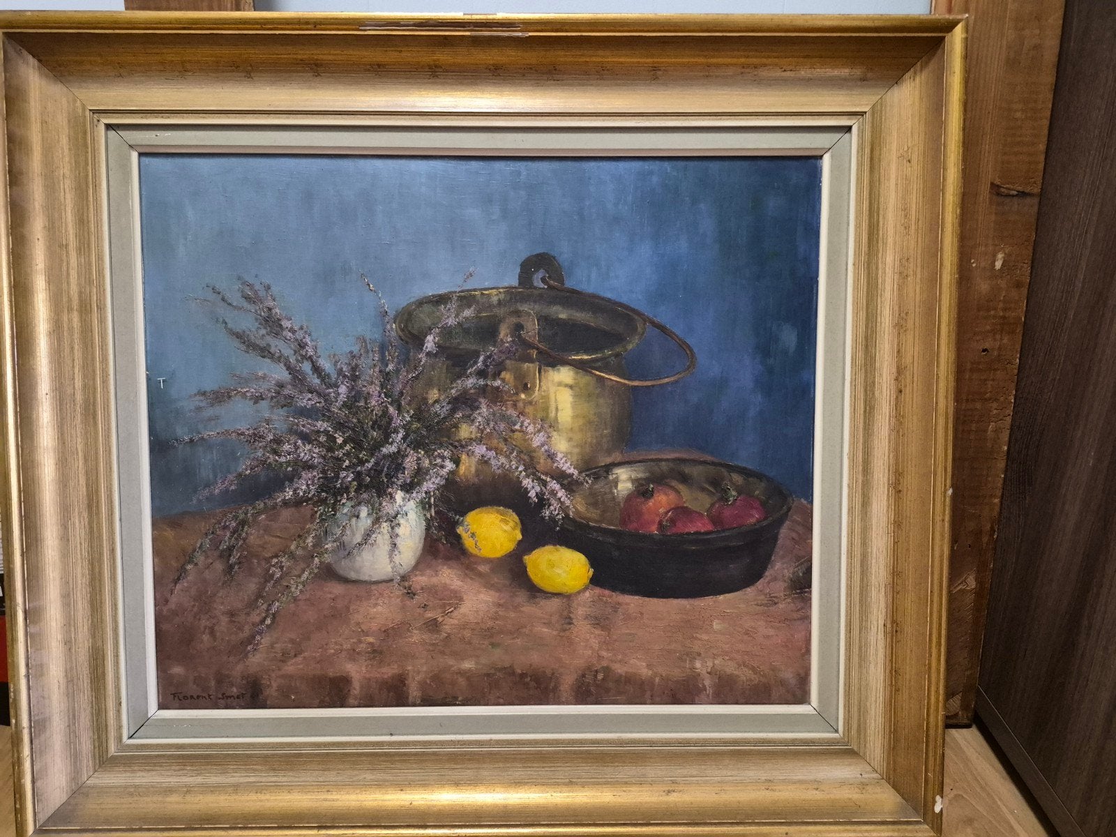 Klassiek Olieverfschilderij Stilleven met Koperen Ketel – Ge, Antiquités & Art, Art | Peinture | Classique, Signé, Enlèvement