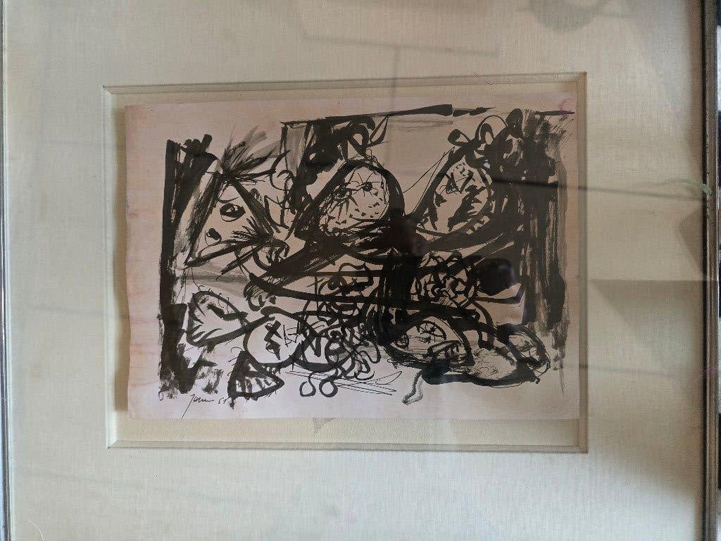 Encre sur papier de Jorn Asger 1951 #COBRA Danemark, Antiquités & Art, Art | Dessins & Photographie, Enlèvement ou Envoi, Dessin