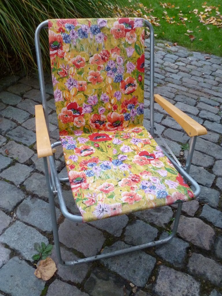 gemakkelijke vintage vouwstoel, Jardin & Terrasse, Chaises de jardin, Enlèvement, Comme neuf, Aluminium, Pliant