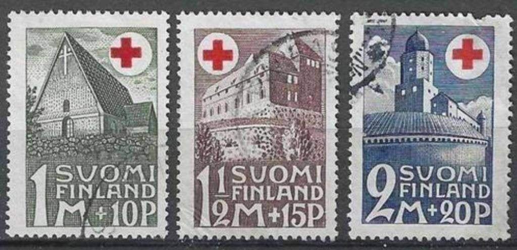 Finland 1930 - Yvert 161-163 - Rode Kruis - Gebouwen (ST), Verzenden, Finland, Gestempeld