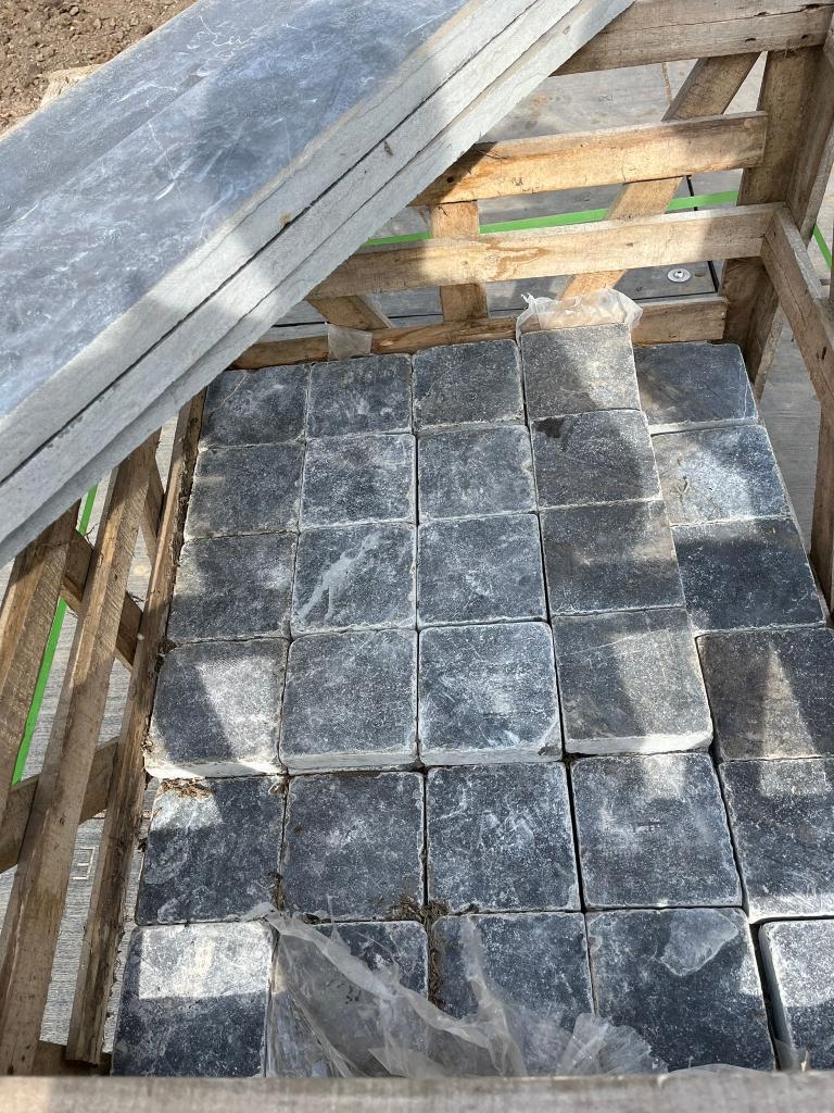 Blauwe steen Vietnam Getrommeld en boordplaten, Tuin en Terras, Ophalen, Nieuw, Terrastegels, Natuursteen