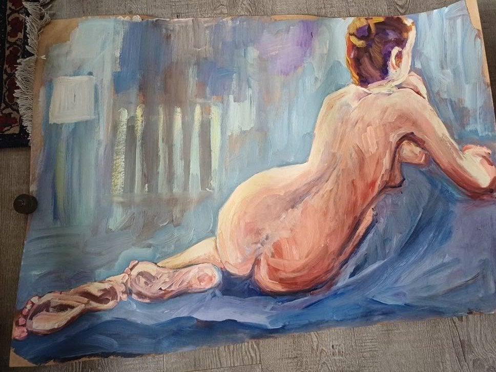 Naakt op papier Academisch, Antiquités & Art, Enlèvement, Peinture à l'huile, Papier