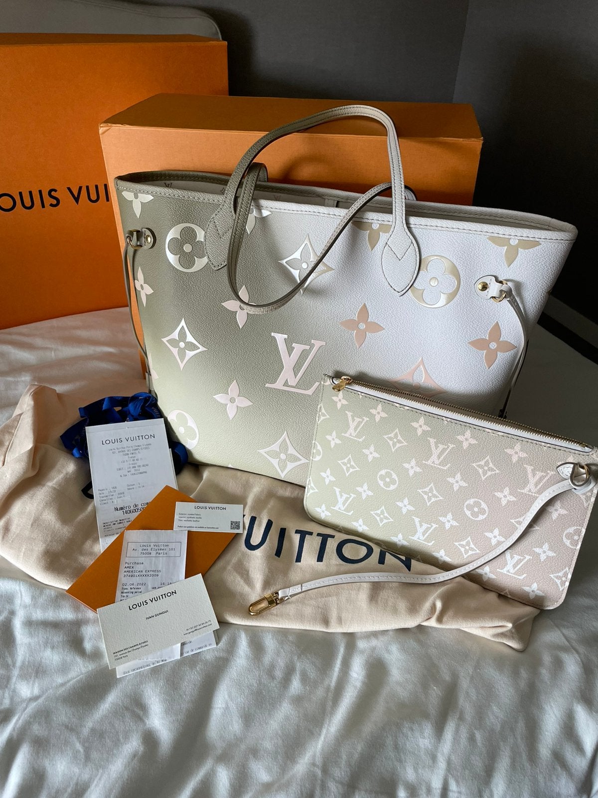 Louis Vuitton Neverfull Spring in the city met aankoopbewijs, Enlèvement, Neuf, Gris, Sac à bandoulière