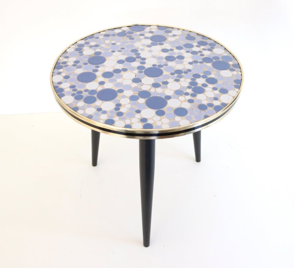 Vintage Sixties Mozaik Tripod Tafeltje, Antiek en Kunst, Ophalen