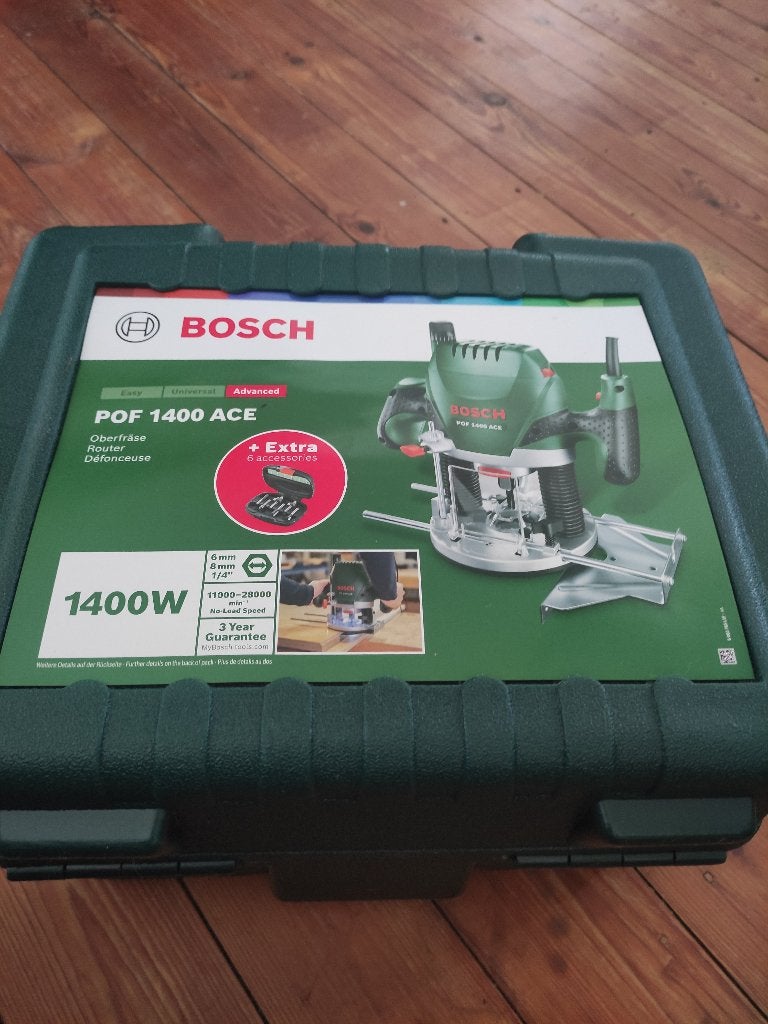 Bovenfrees Bosh POF 1400 ACE, Doe-het-zelf en Bouw, Gereedschap | Freesmachines, Nieuw, Ophalen of Verzenden, Bovenfrees, Bosch groen
