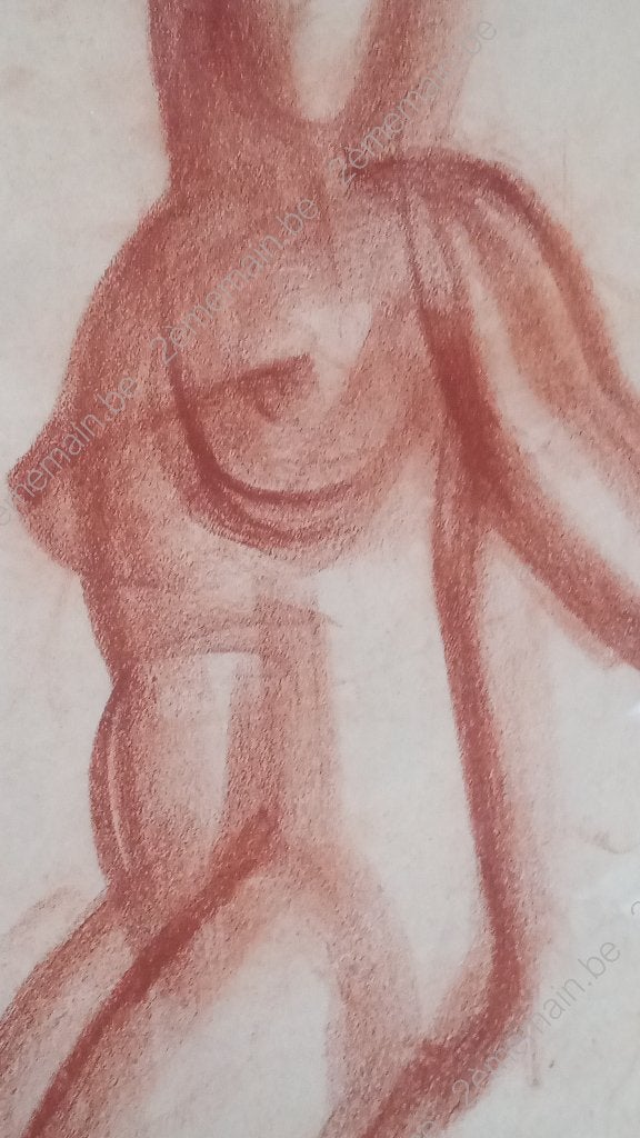 Roger de LA FRESNAYE – Nu assis – Dessin original 1911, Antiquités & Art, Enlèvement ou Envoi, Dessin, Autres techniques, Sous verre
