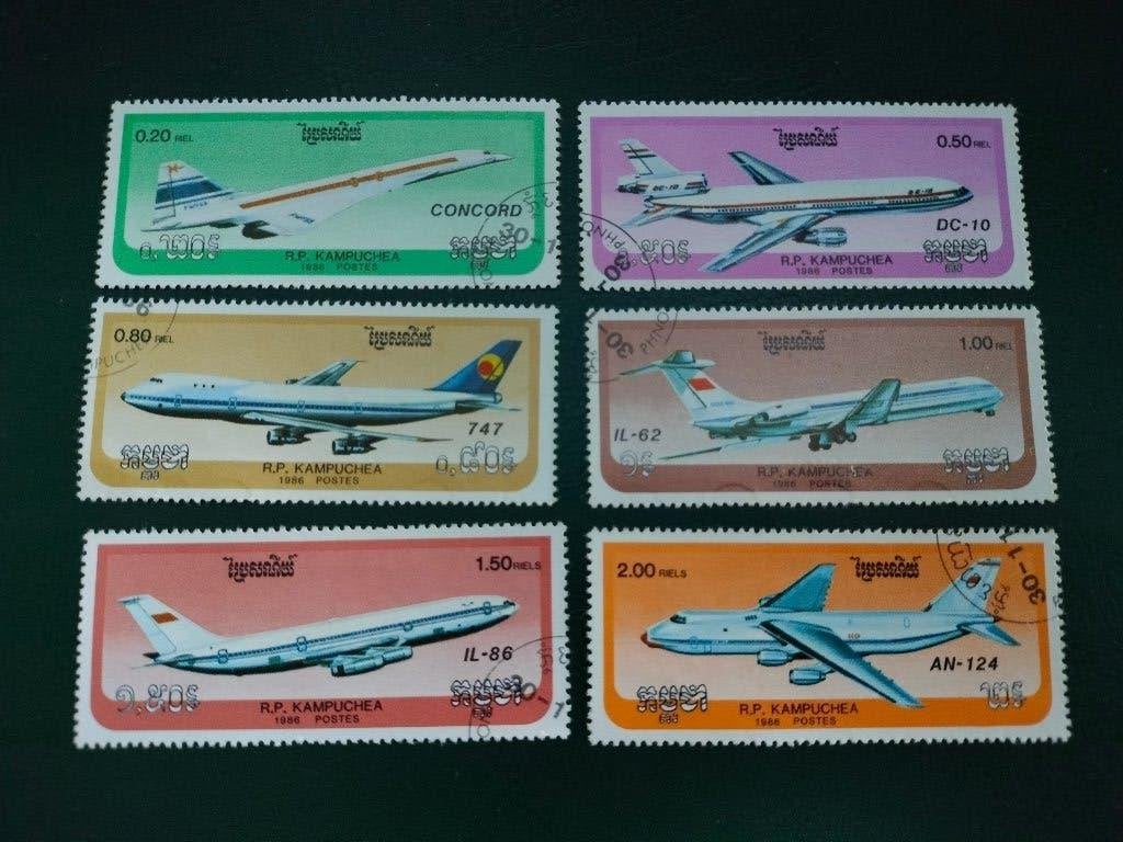 Cambodge 1986 - aviation, avions, Envoi, Affranchi, Asie du Sud Est
