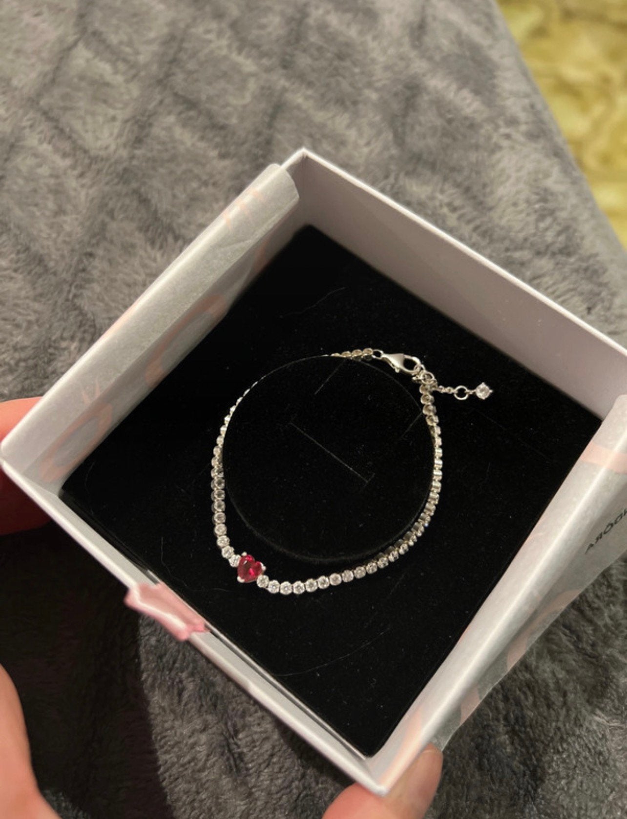 Pandora tennisbracelet met hartje, Ophalen of Verzenden, Nieuw, Zilver, Zilver