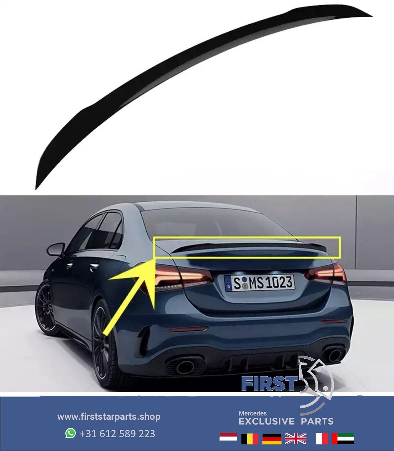 W177 V177 A KLASSE SEDAN AMG KOFFERBAK SPOILER ZWART 2018-20, Arrière, Haillon arrière, Utilisé, -