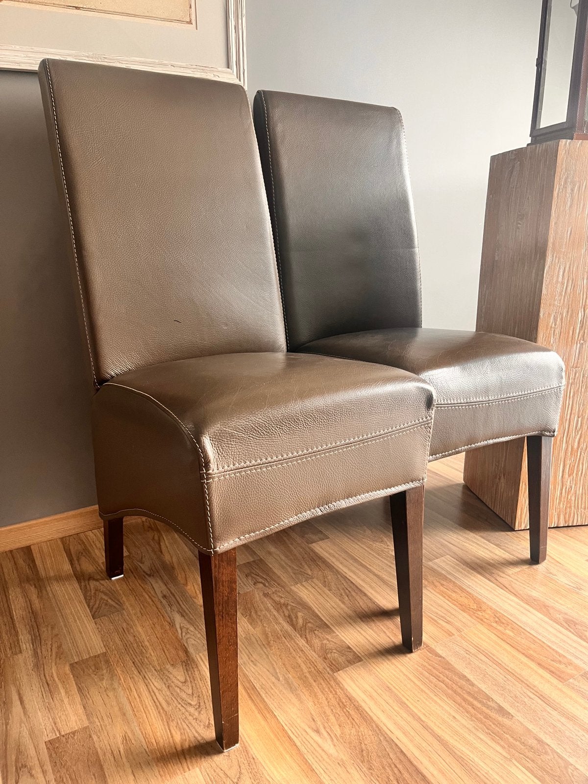 Chaises en cuir de salle à manger, Maison & Meubles, Chaises, Enlèvement, Utilisé, Cuir, Deux