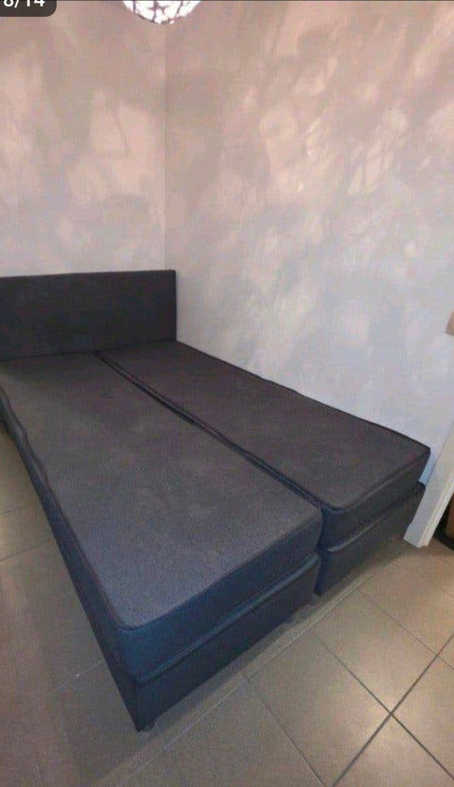 Mooie boxspring met topper in antraciet/grijze kleur,140 x 2, Computers en Software, Ophalen