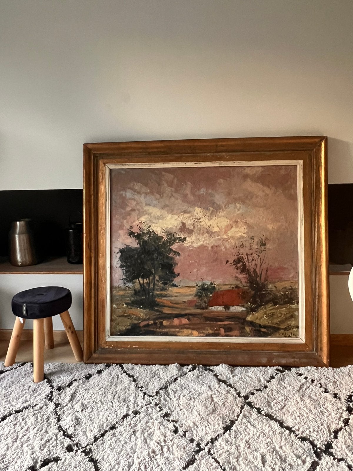 Grande peinture Huile sur toile avec encadrement, Peinture à l'huile, Paysage, Enlèvement, Toile
