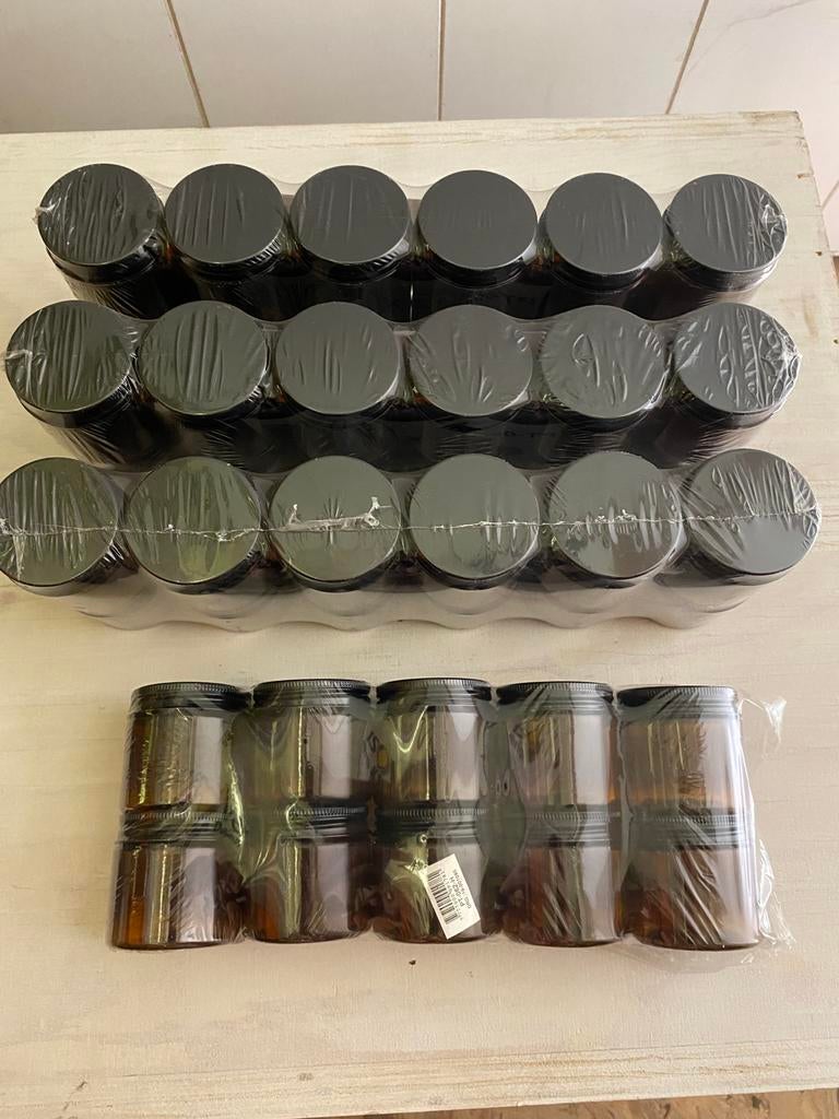 Potjes plastic bruin met zwart metalen schroefdeksel, Ophalen of Verzenden, Nieuw