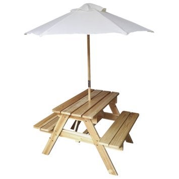 Picknicktafel met parasol kinderen, Tuin en Terras, Ophalen of Verzenden, Zo goed als nieuw, Hout, Kinderpicknicktafel
