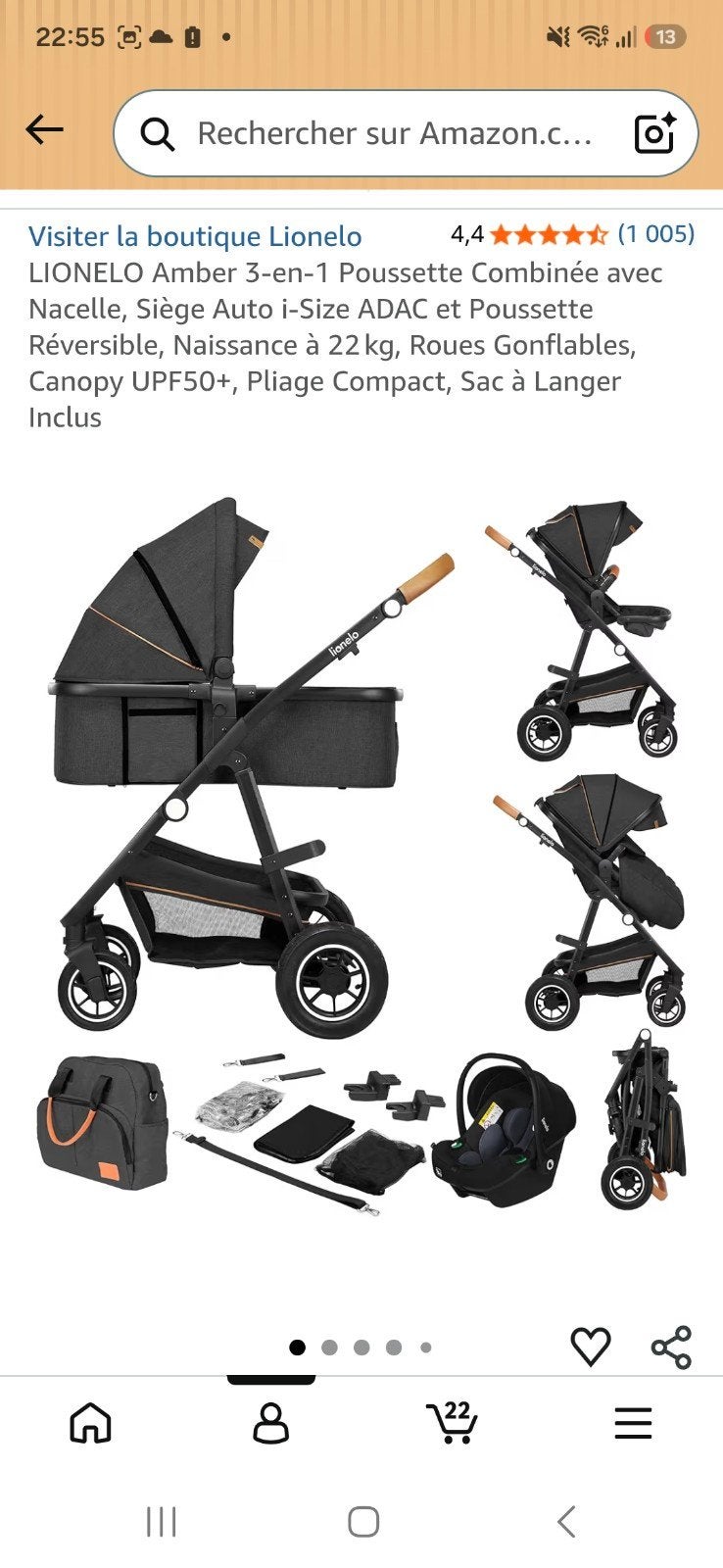 Poussette trio et base isofix, Enlèvement ou Envoi