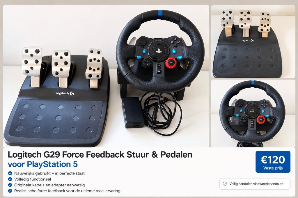 Logitech G29 Force Feedback stuur + pedalen PS5/PS4, Ophalen, Zo goed als nieuw, Stuur of Pedalen, PlayStation 4
